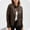Coffee, variant on TAGOLD Womens Coats,Women's Casual Leather Jacket With Standing Collar Slim Fitting Jacket Solid Color For Women