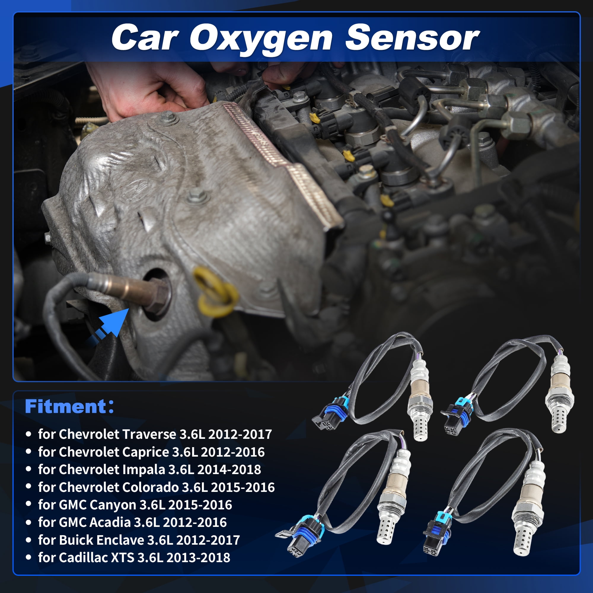 Upstream & Downstream Oxygen Sensor for Chevrolet Traverse for Buick Enclave 2012-2017 for GMC Acadia 2012-2016 for Cadillac XTS 2013-2018 3.6L 2344566/2344565 4pcs