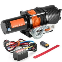 SKYSHALO Electric Winch, 4500 lb Pulling Power, 12V DC for ATVs/UTVs, with Φ1/4 in x 39 ft 12-Strand Synthetic Rope, Aluminum Fairlead, Remote Controls, IP55 Water Resistance