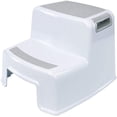 thumbnail image 1 of Taburete de dos escalones para niños, taburete de bebé de 2 escalones, taburete para niños pequeños, asiento de inodoro antideslizante, taburete de plástico para niños en la cama, baño, blanco y gris, 1 of 1
