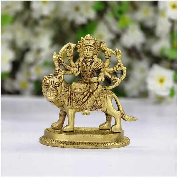 Durga Ma Statue Goddess Durga Idol in Brass Durga Ma Sculpture Durga MATA Figurine Indian Handmade Statue Hindu Goddess Murti Religious Statue Puja Mandir Decor Indian Decor - AtoZ India Cart