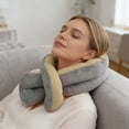 thumbnail image 6 of HEWANG Twist Memory Foam Travel Pillow, Flexible Travel Neck Pillow Airplane Pillows for Sleeping, Car, Travel Support, 45cm Neck Circumference (Beige), 6 of 7