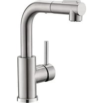 Modern Bar Sink Faucet for Kitchen Sink Single Handle with Pull Out Sprayer Hot and Cold Prep Sink Faucet Brushed Nickel