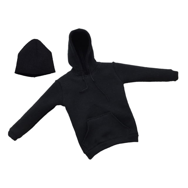 1: 6 Sudadera Negra con Capucha Y Gorra con Capucha para de de Juguetes Calientes de
