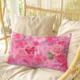 thumbnail image 4 of Valentine's Day Pillow Covers, Linen Long Throw Pillow Case, Watercolor Roses Flowers Butterfly Romance Holiday Pillow Protector Decorative Cushion Cover for Living Room/Bedroom 20" x 36", 4 of 8