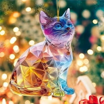 FastXmas Christmas Acrylic Cat Hanging Decorations,3.15 Inch Cute Cat Cow and Dog Shape Acrylic Hanging Ornaments for Christmas Tree, Party, Birthday, Xmas Tree Decor or Gift for Friends