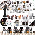 thumbnail image 2 of Juego de vajilla de papel de gato blanco y negro, decoraciones para fiesta de cumpleaños, platos de pata de gatito, tazas, adornos, suministros para Baby Shower, 2 of 5