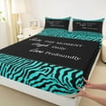 thumbnail image 3 of jejeloiu Inspirational Quote Theme Twin Sheet Sets,Wild Zebra Stripes Twin Fitted Sheet,Cyan Black Flat Sheet For Girls Boys,Microfiber Bedroom Decor,3pcs, 3 of 7