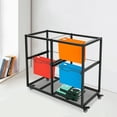 thumbnail image 5 of 2 Tiers 4 Drawers Rolling Metal Hanging File Cart Mobile Storage Organizer Black, 5 of 12