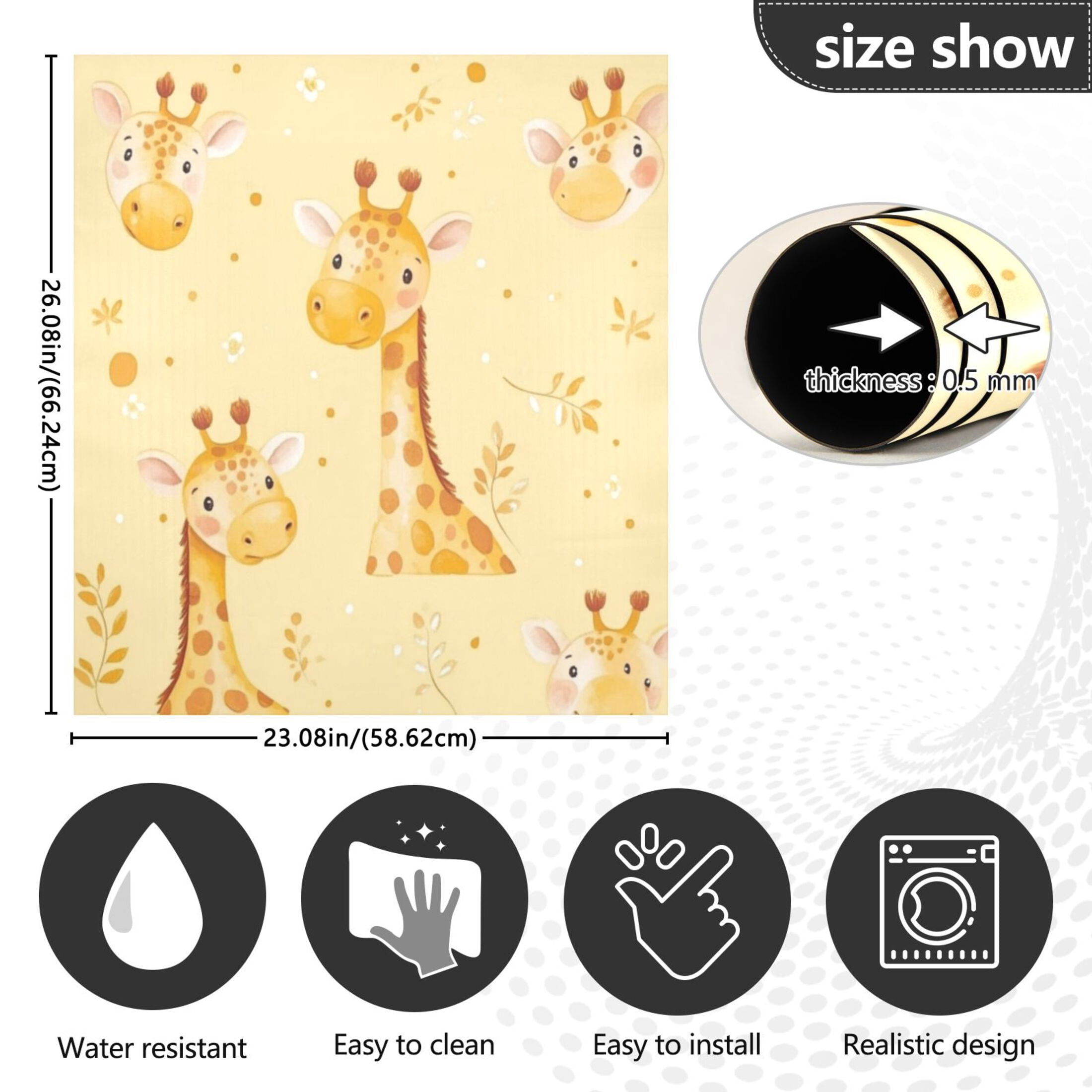 Dishwasher Magnetic Sticker 23x26 Inch Refrigerator Magnetic Sticker Washing Machine Magnetic Sticker Kitchen Panel Magnetic Sticker Home Decor Yellow Cartoon Giraffe