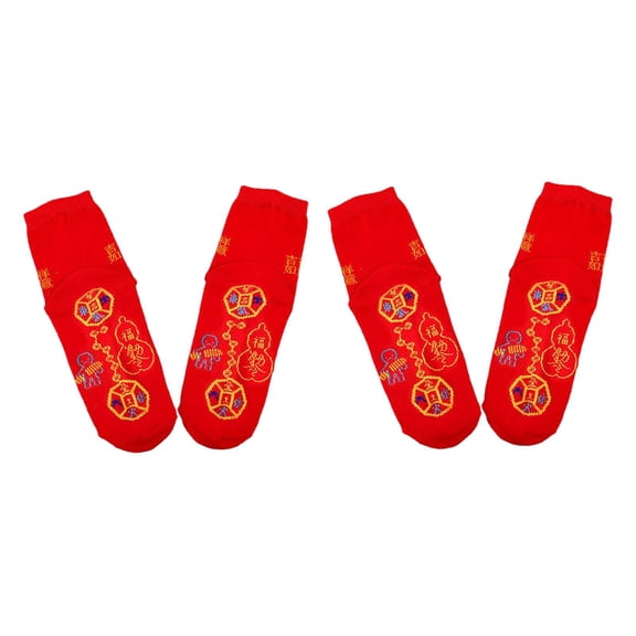2x Women Sport Socks Middle Tube Comfortable Adults Soft Swear Absorbing Durable Red Socks for Gift Football Basketball Travel Festivals