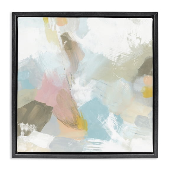 Stupell Industries Contemporary Pastel Streaks on White Black Floating Frame Canvas Art, 18 x 18, by June Erica Vess