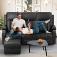 thumbnail image 5 of LOBERFVE Recliner Sofa with Storage Ottoman, 3 Seats Recliner, Recliner Couch, Modern Recliner Chair for Living Room, with Cup Holder and 2 Cell Phone Holder, USB Ports, 5 of 7
