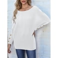 thumbnail image 5 of Women'S Off Shoulder Long Sleeve Solid Color Knitted Sweater Casual Loose Fall Trendy Pullover Tops White XL, 5 of 8