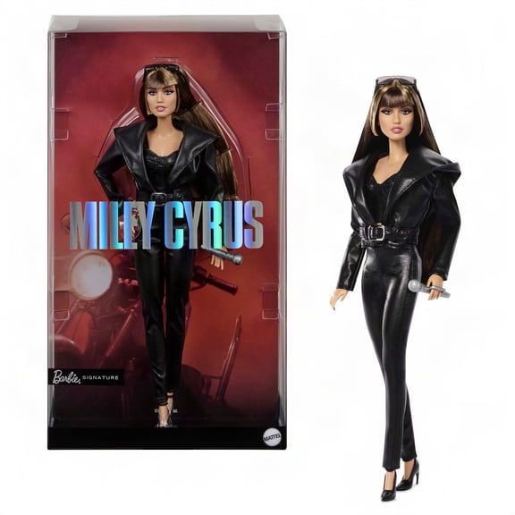 Barbie Signature Miley Cyrus Collectible Doll in Faux Leather 2-Piece Outfit with Heels
