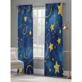 thumbnail image 4 of Blue Starry Sky Sheer Curtains 84 Inch Long 2 Panels, Star Galaxy Fantasy Romantic Light Filtering Rod Pocket Semi Sheer Curtains, Sheer Voile Drapes for Living Room Bedroom, 52"x84", 4 of 5