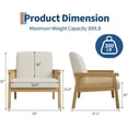 thumbnail image 2 of YUSAZENS Natural Rattan Wicker Dining Chair, Solid Wood Frame, Breathable Seat for Kitchen Dining Room Living Room Accent Chair Beige, 2 of 7