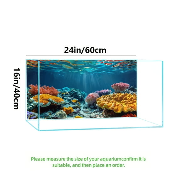 3D Coral Reef Aquarium Background, Vibrant Orange Pink Coral Design, Reusable Adhesive Easy Apply, Saltwater Freshwater Fish Tank Decor, HD Ocean Scene
