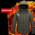 thumbnail image 4 of Kmdttou Women's Heated Waterproof Rain Jacket USB Intelligent Constant Temperature Heated Windproof Plus Size Coat For Men And Women Winter 4 Heated Jacket Coat Army Green 2XL, 4 of 7