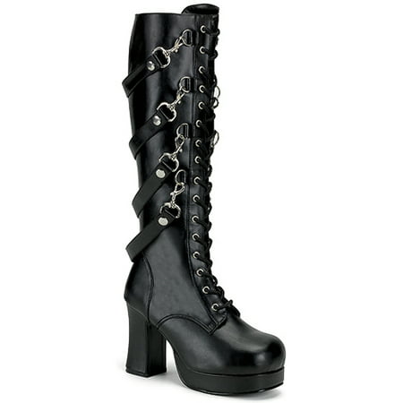 3 3/4 Inch Gothic Boot Womens Platform Boots Chunky Heel Straps Lace Up