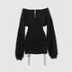 thumbnail image 1 of Vestido corto plisado de manga larga con hombros descubiertos para mujer, traje Sexy de estilo callejero para fiesta, primavera y otoño, 2023, 1 of 3