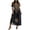 #0180-Black, variant on Women's Maxi Dresses V Neck Short Sleeve Dresses Boho Vacation Style Lightweight Breathable Vintage Floral Print Side Slit Loose Fit Dresses Gift
