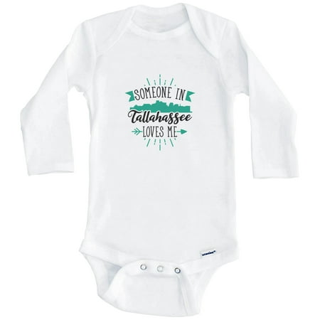 

Someone In Tallahassee Loves Me Tallahassee FL Skyline One Piece Baby Bodysuit (Long Sleeve) 0-3 Months White