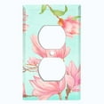 thumbnail image 2 of Metal Light Switch Plate Cover Classy Pink Magnolia Floral Wallpaper Teal FLW105, 2 of 13