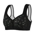 thumbnail image 3 of Summer Deal! Kctiaxy Black Plus Size Bras for Women Wireless Front Closure Bras Oversized Sloid Printed Underwear Full Coverage Everyday Bra, 3 of 5