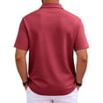 thumbnail image 5 of Qwertyu Mens Polo Shirts Short Sleeve Casual 3 Buttons Textured Golf Shirts Summer Collared T-Shirt Wine XL, 5 of 8
