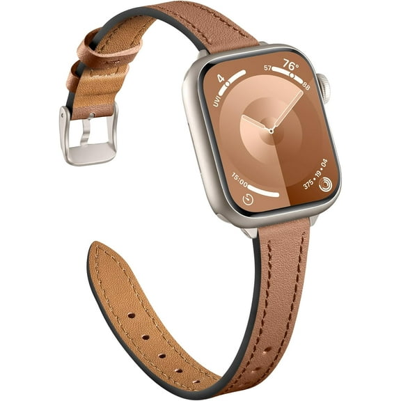XIHAMA Slim Leather Bands Compatible with Apple Watch Band 38mm 40mm 41mm 42mm 44mm 45mm 46mm 49mm, Top Grain Leather Watch Thin Wristband for iWatch Ultra SE Series 10/9/8/7/6/5/4/3/2/1