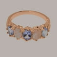 thumbnail image 5 of LBG British Made 9k Rose Gold Natural Tanzanite & Opal Womens Eternity Ring - 33 size options - Size 6, 5 of 7