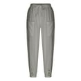 thumbnail image 5 of Tianiyouqing Summer Linen Capri Pants for Women Wide Leg Drawstring Breathable Flowy Crop Pants High Waisted Elastic Waist Petite Length Soft Harem Pants Light GrayXXL, 5 of 6