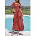 thumbnail image 4 of Vestido Maxi PRETTYGARDEN con Escote Cuadrado y Mangas Abullonadas Rosa Talla L, 4 of 8