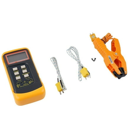 

Dual Channel K Type Digital Thermocouple Thermometer 6802 II + Pipe Clamp HVAC