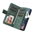 thumbnail image 4 of Multifunctional Case for Motorola Moto G10,Card Slots[RFID Blocking],Durable Flip Folio Kickstand Magnetic Closure Leather Zipper Wallet Wrist Strap Shockproof Case for Motorola Moto G10, Green, 4 of 12
