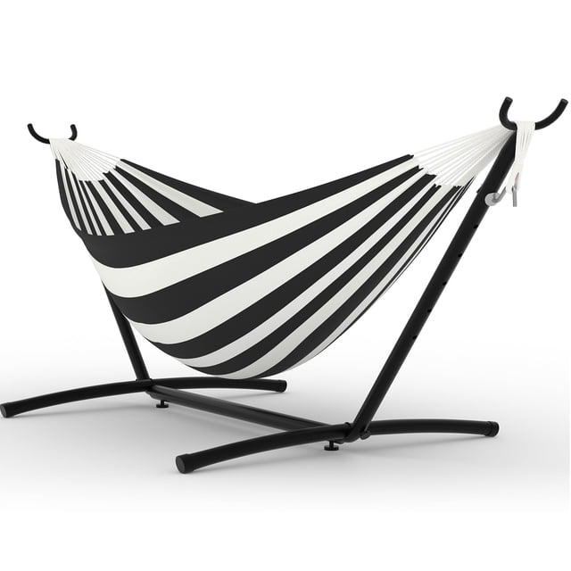 Hamac Double avec Support, Acier Portable Robuste pour Patio Intérieur/extérieur, Sac de Transport, Capacité de 450 lb.