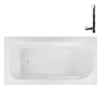Streamline N-4300-742-WH 66 in. x 34 in. Acrylic Soaking Drop-In Bathtub in Glossy White, With External Drain in Glossy White