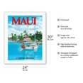 thumbnail image 2 of Maui Hawaii - Sail Boat Lahaina Harbor - United Airlines - Vintage Airline Travel Poster by Michael Hagel c.1977 - Fine Art Rolled Canvas Print (Unframed) 20in x 26in, 2 of 4