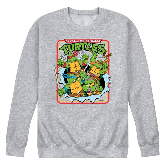 Teenage Mutant Ninja Turtles - Ripping out of Shirt - Men's Long Sleeve Crew Neck Fleece