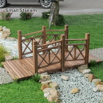 5 ft. Wooden Garden Bridge Footbridge for Backyard Ponds, Creeks, Streams, Carbonized