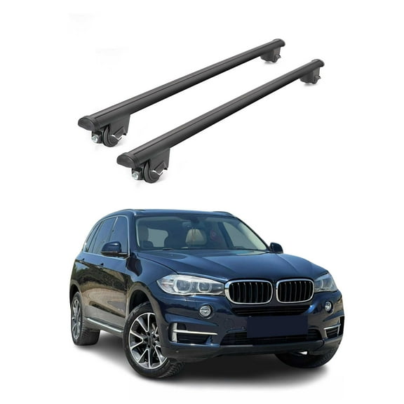 OMAC 220 Lbs Luggage Roof Rack Cross Bars for BMW X5 F15 2014-2018 Aluminium Black 2x