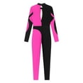 thumbnail image 7 of Aiihoo Women Long Sleeve Shiny Rhinestone Gymnastics Leotard Full Length Figure Skating Jumpsuit Bodysuit Catsuit Hot Pink XL, 7 of 7