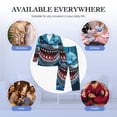 thumbnail image 7 of KLL Cartoon Cute Shark Sleepwear Mens Flannel Pajamas,Long Cotton Pj Set, 7 of 7