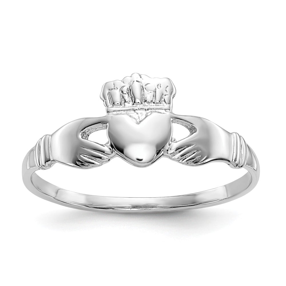 Sterling Silver Crossover Ladies Claddagh Ring 5.5mm 