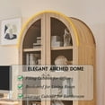 thumbnail image 5 of 71" Tall Arched Bookshelf, 4-Tier Bookcase with Glass Doors and Shelves, Wooden Display Cabinet w/2 Large Storage Drawers, 5 of 7