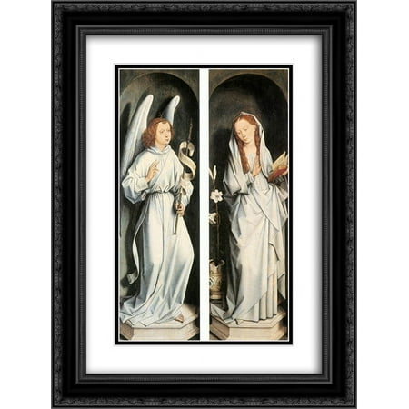 Hans Memling 2x Matted 18x24 Black Ornate Framed Art Print 'Annunciation'