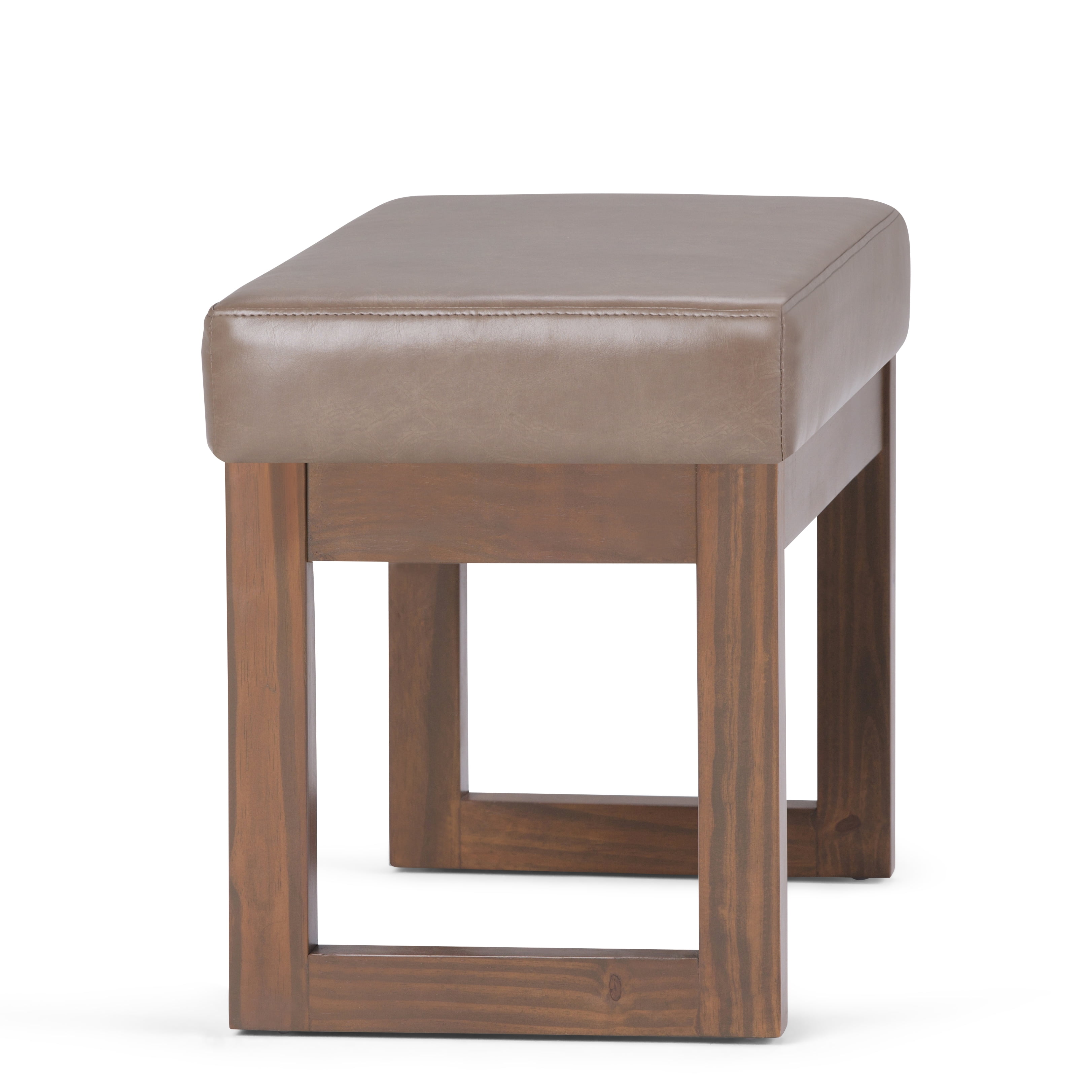 Simpli Home Milltown 27 inch Wide Solid Wood Contemporary Footstool Small Ottoman Bench in Ash Blonde