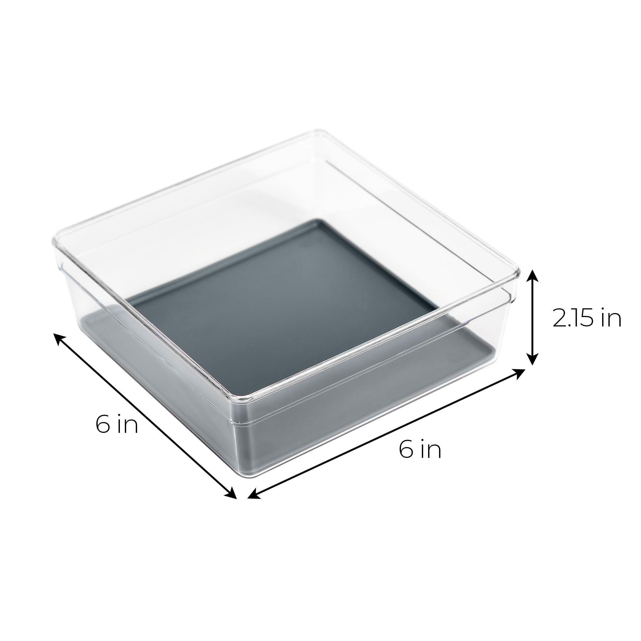 Smart Design Plastic Drawer Organizer - 6 x 6 inch - Gray