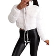 thumbnail image 2 of Women' S Cropped Quilted Puffer Jacket Outerwear Coats White, 2 of 10